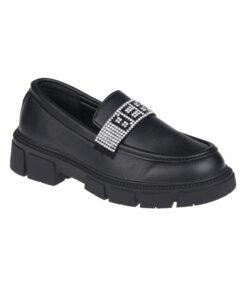 bebe Girl's Mary Jane Loafers Patent Platform Casual Black Uniform Shoes for Girls - Kids School Shoes Little Kid/Big Kid, Black 2, 12