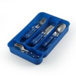 Kitchen Utensils Organizer Spoon & Fork Storage 24-Pieces Blue