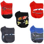 Disney Boy's 5 Pair Cars Character Socks, Small, Red
