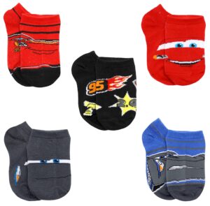 Disney Boy's 5 Pair Cars Character Socks, Small, Red