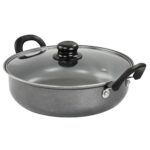 Gibson Everyday Highberry Non Stick Steel All Purpose Frying Pan with Lid, 12-inch Length, Charcoal, Kitchen Cooking Accessories, 127790.02