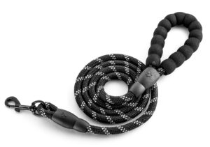 6-Foot Dog Leash Large Dogs with Soft Handle Reflective Leash for Large Breed Dogs | Dog Leash for Small Dogs, Leash for Dogs | Heavy-Duty Nylon Dog Leash for Small Dogs in Black or Purple (Black)