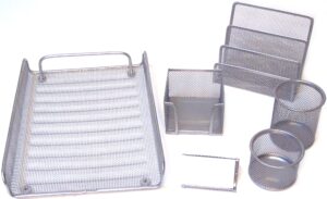 Majestic Goods Office Supply Mesh Desk Set, Silver 6 Piece (XQ763S)